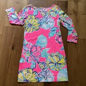 Lilly Pulitzer Marlowe Dress Pink Floral Pima Cotton Small